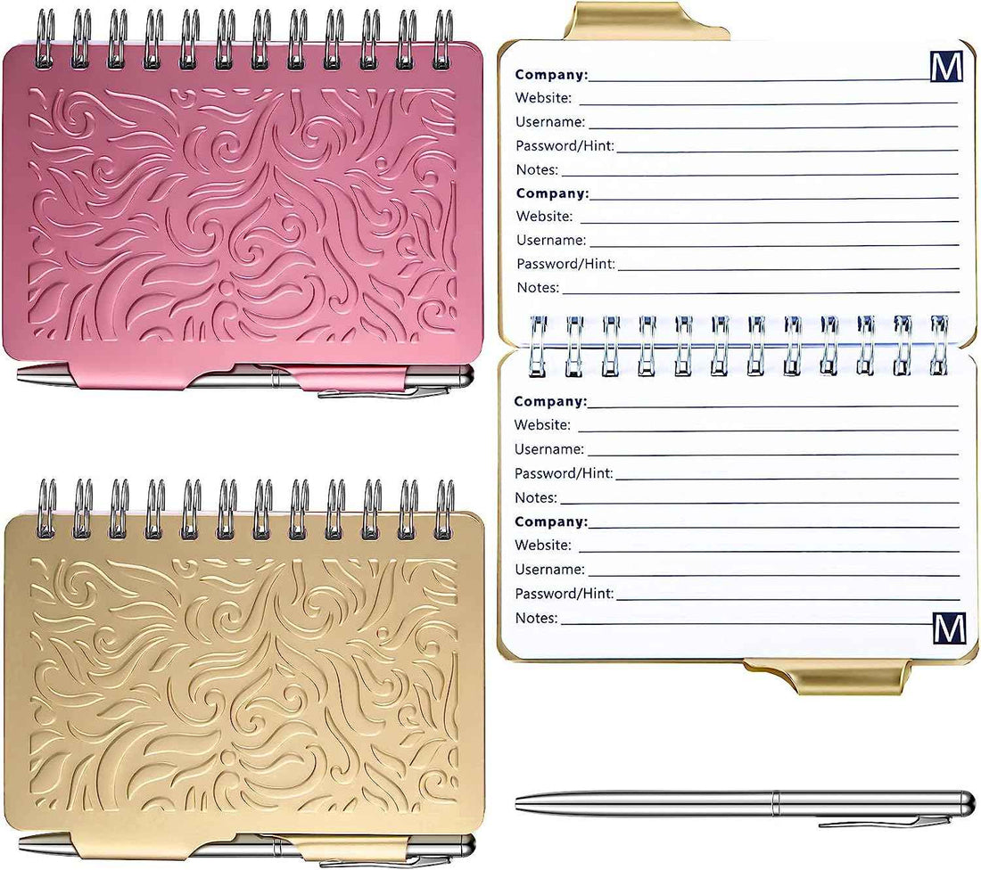 2Pcs Protable Notebook Elegant Mandala Password Book Keeper with Pen Beige, Pink