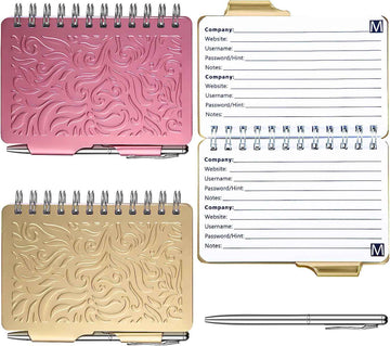 2Pcs Protable Notebook Elegant Mandala Password Book Keeper with Pen Beige, Pink