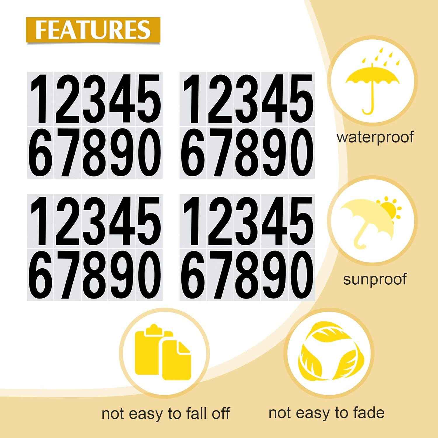 40pcs Mailbox Number 0-9 Sticker Decal Adhesive Black 3 Inch