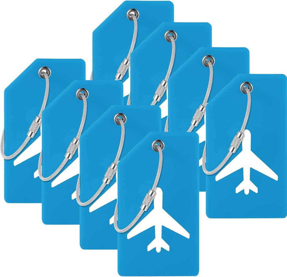 8Pcs Silicone Luggage Suitcases Tags for Travel Luggage Name Tags Sky Blue