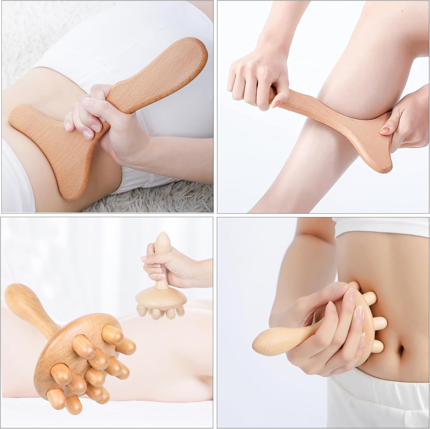Lymphatic Drainage Wooden Therapy Massage Tools 5 Pack