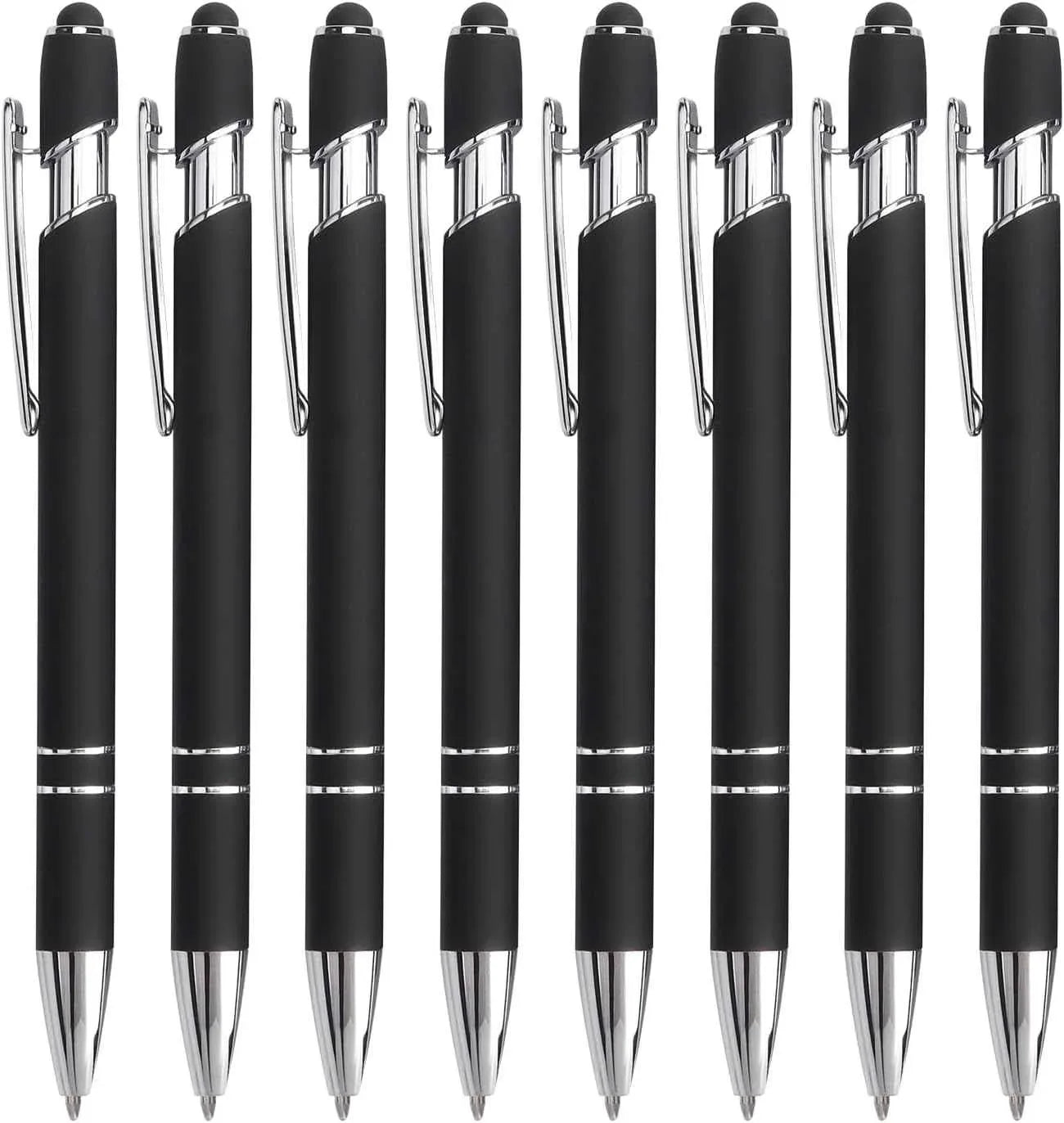 2-in-1 Stylus Retractable Ballpoint Pen with Stylus Tip,1.0mm Black Ink 8 Black