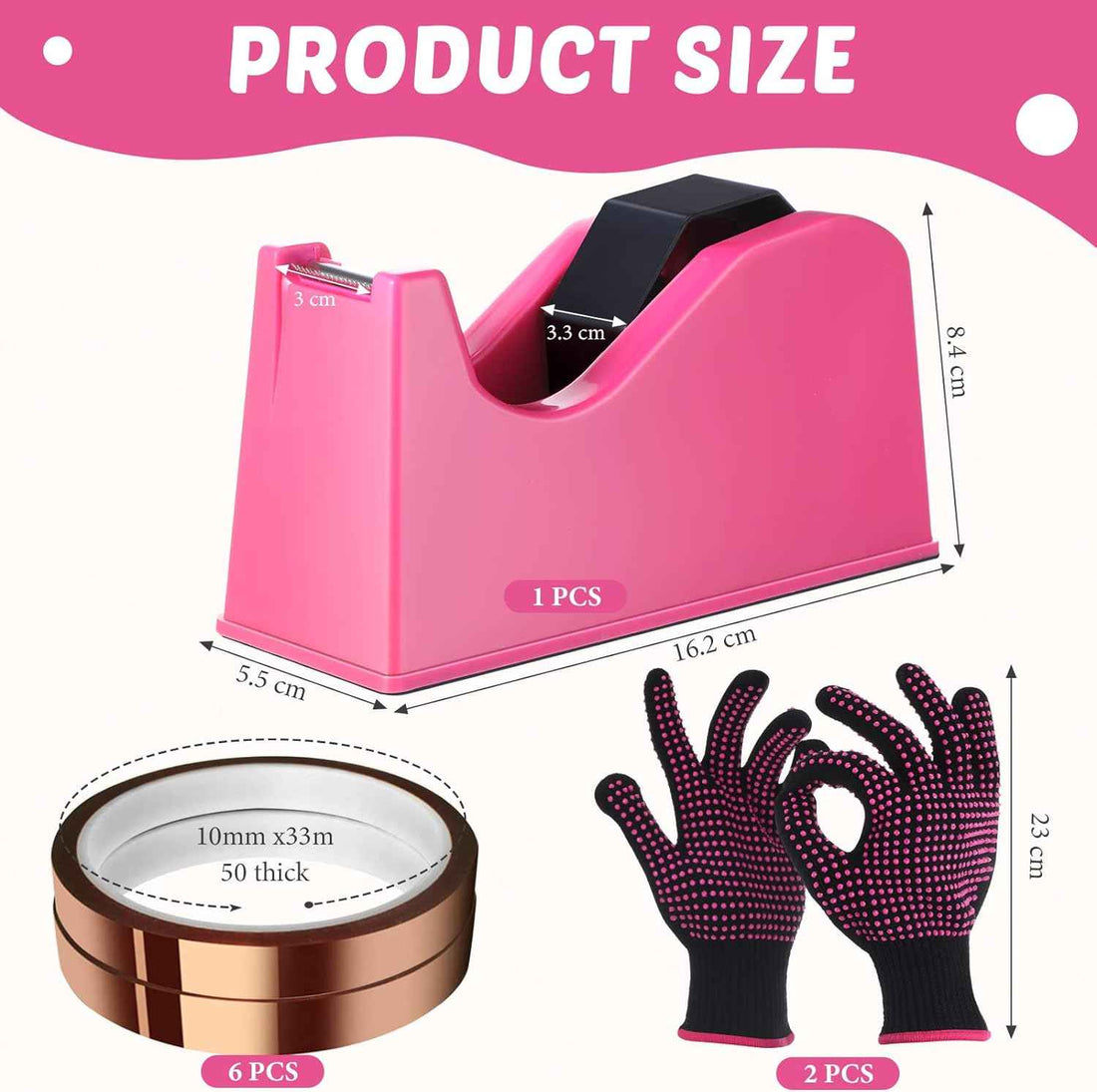 9Pcs Heat Sublimation Tape Dispenser Set with Gloves and Heat Tapes