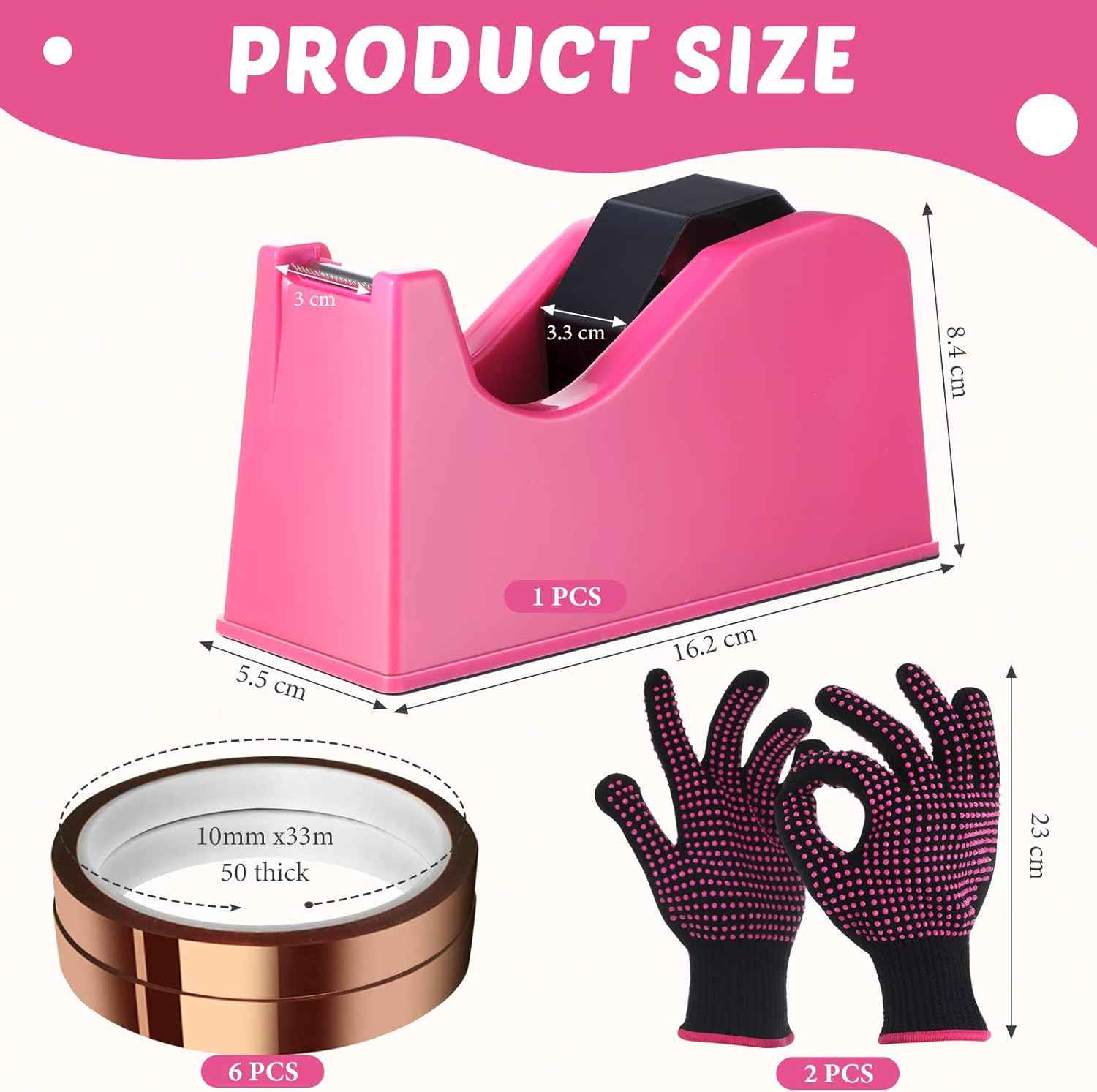 9Pcs Heat Sublimation Tape Dispenser Set with Gloves and Heat Tapes