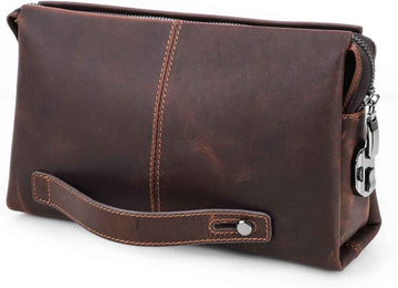 Genuine Leather Men Clutch Purse Bag Wallet Anti Theft Coffee