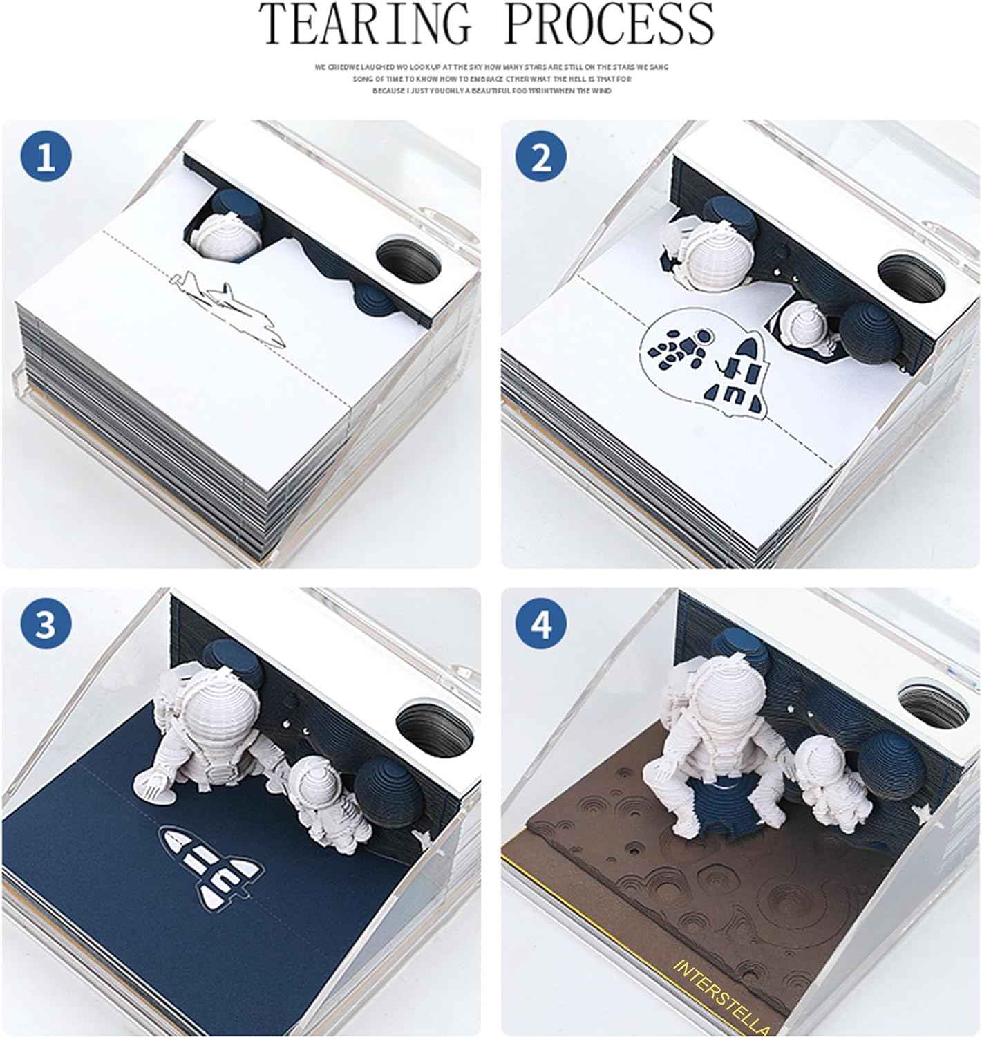 Astronauts Paper Notepad 3D Memo Pads with Pen Holder