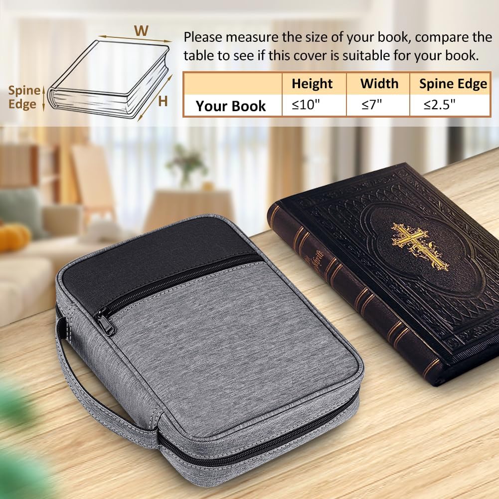 Bible Cover Case,Small Size Church Study Book Carrying Bag Gray