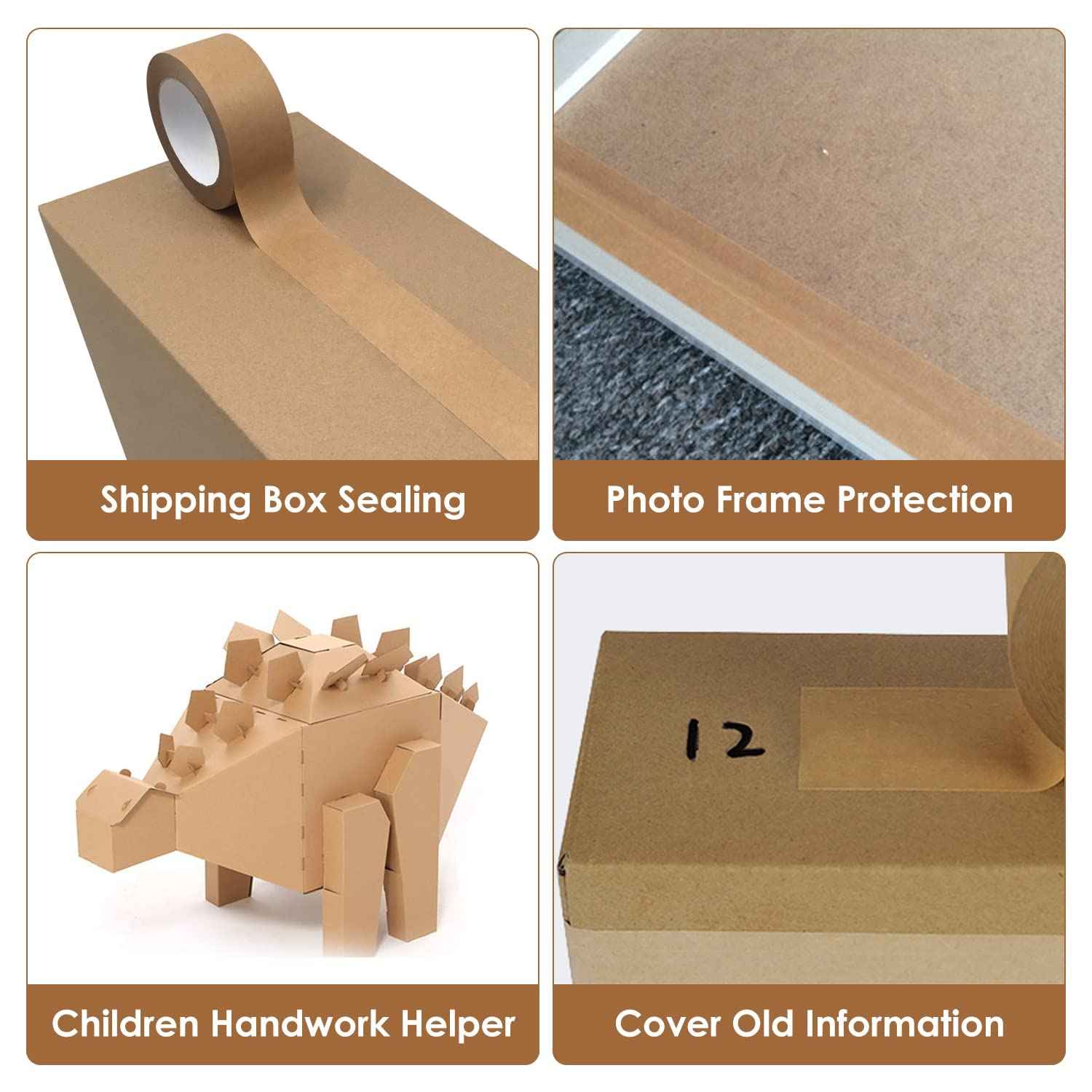 Writable Brown Paper Packing Tape 2inch x 55YD
