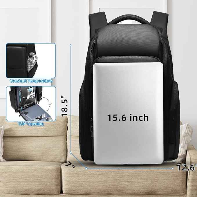 Eurcool Laptop Backpack for Men,15.6 inch Travel Business Anti-theft Black Bag
