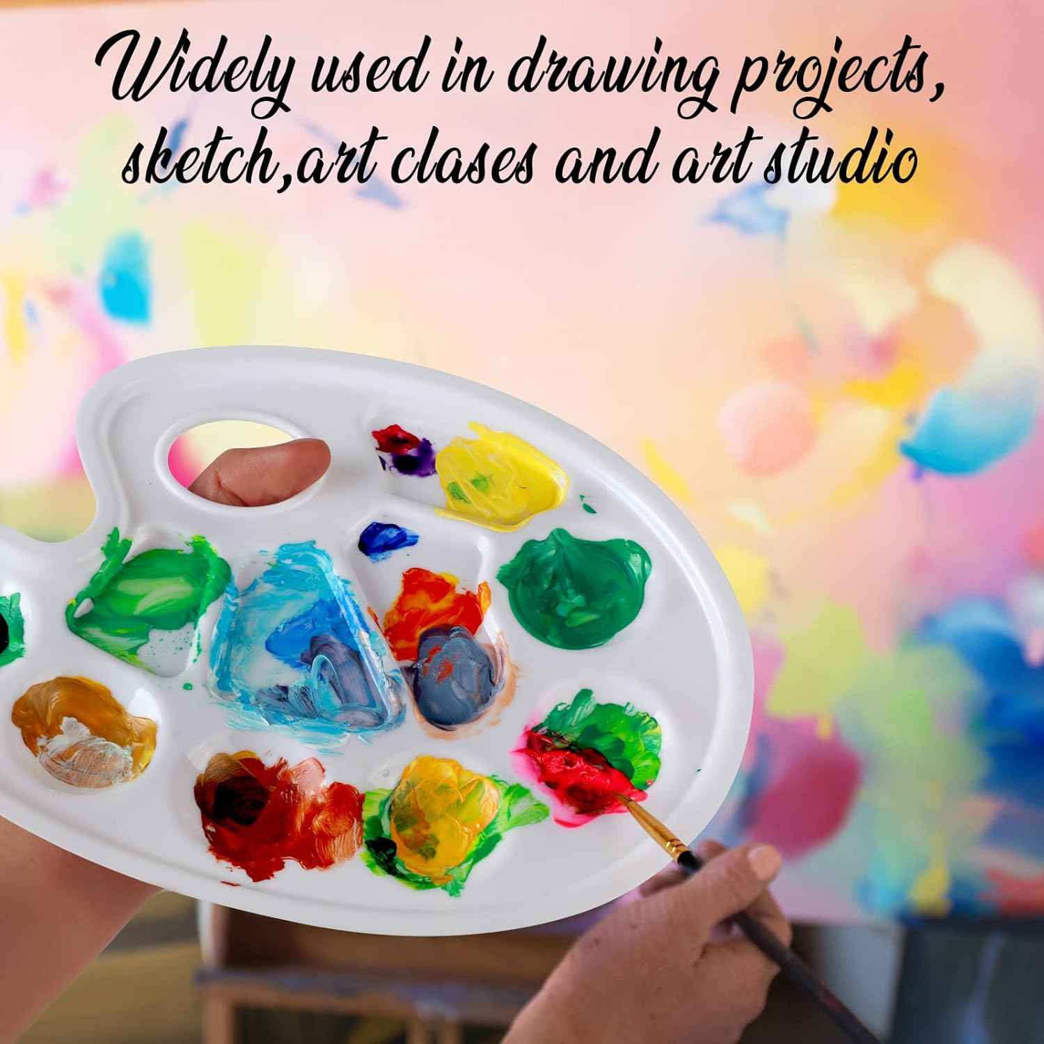 20Pcs Oval Paint Tray Palettes Plastic with Thumb Hole