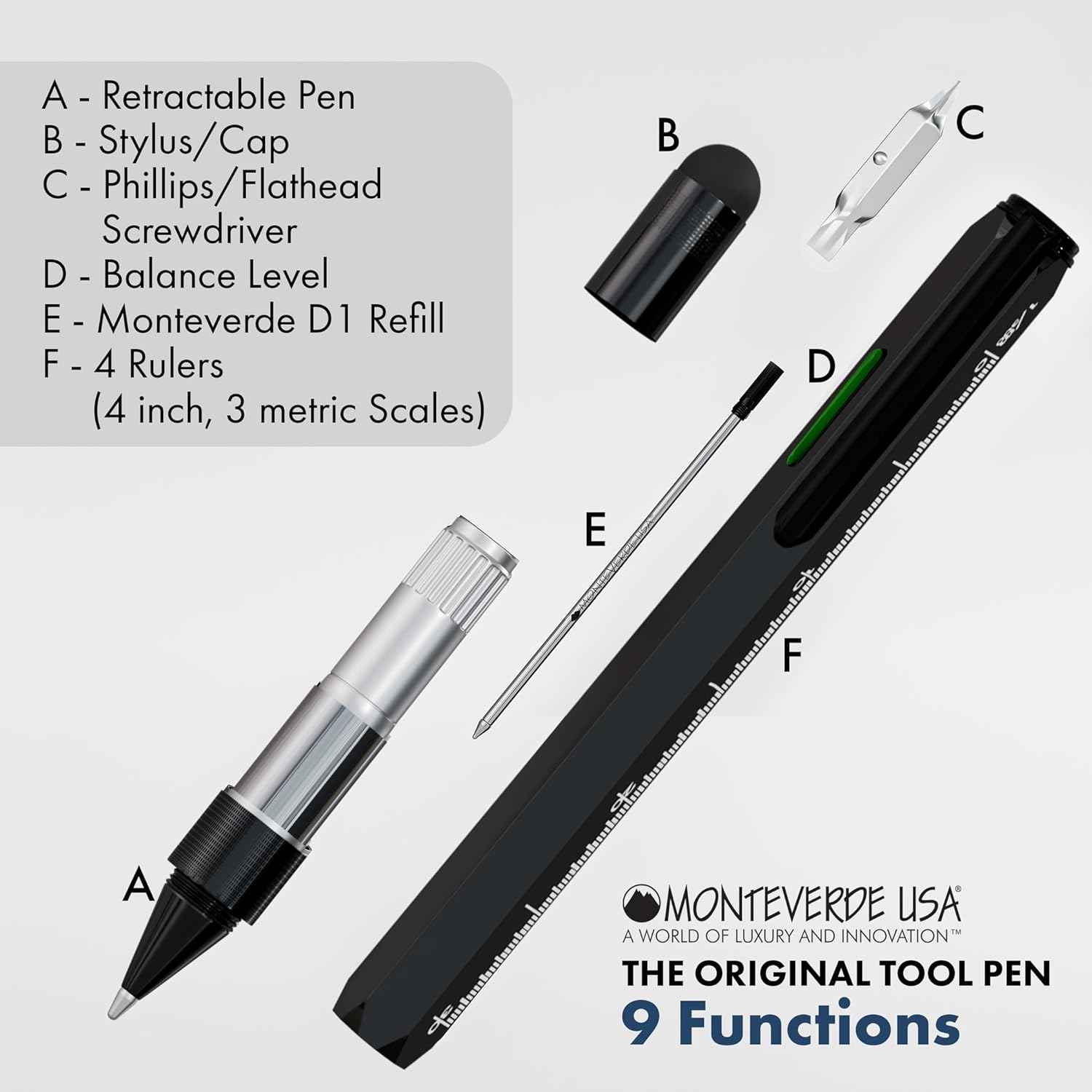MONTEVERDE USA 9in1 Tool Ballpoint Multi Pen
