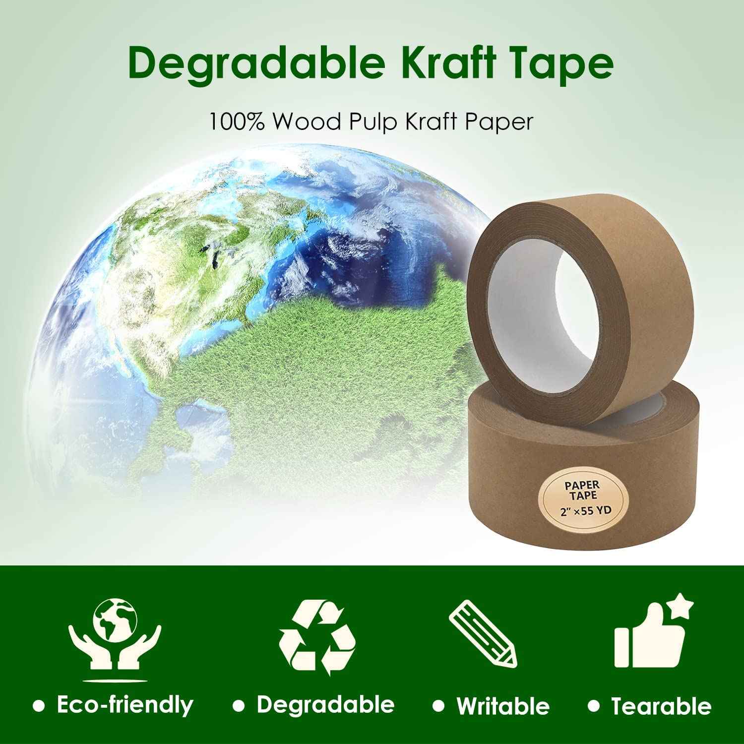 Writable Brown Paper Packing Tape 2inch x 55YD