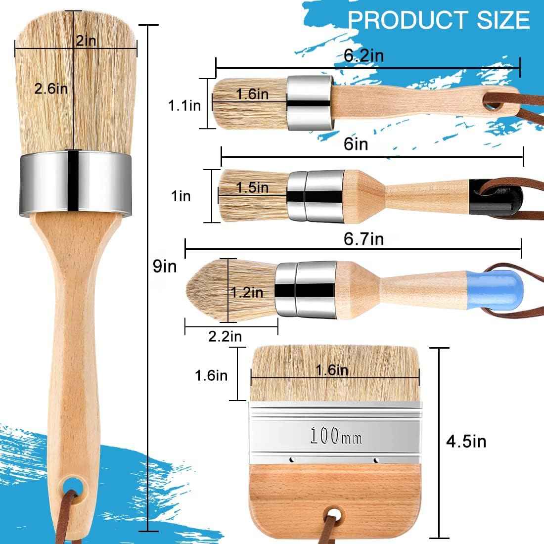 5pcs Chalk and Wax Paint Brush Round Wax Brushes for Waxing Furniture