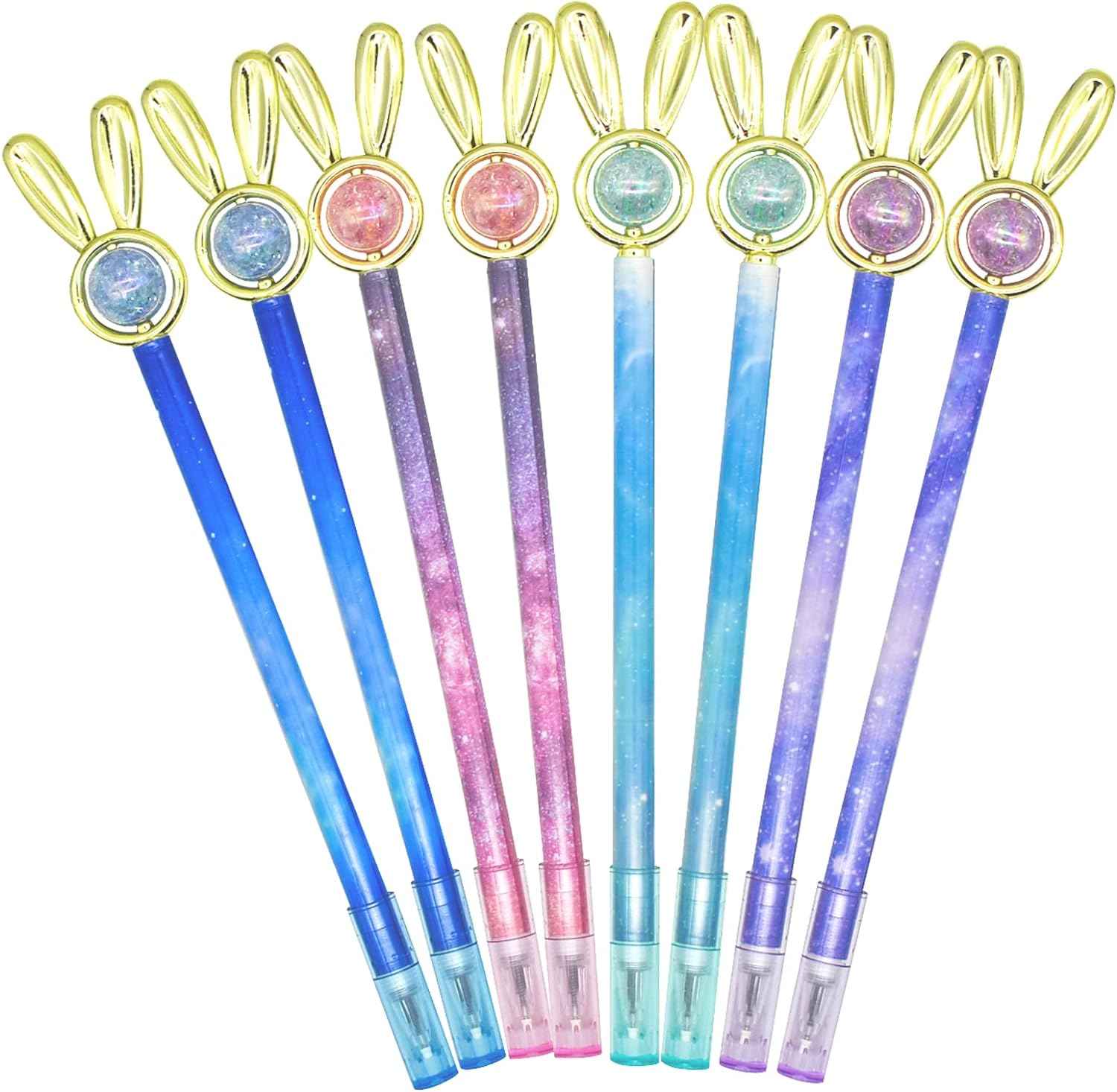 24PCS Rabbit Easter Bunny Pens Starry Sky with Pearl Gel Pens 0.5mm