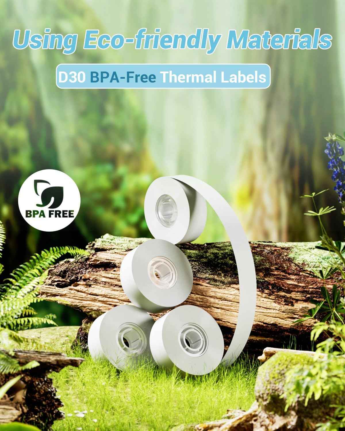 Phomemo D30 Adhesive White Label Paper (12mm X 40mm) White,3 Roll
