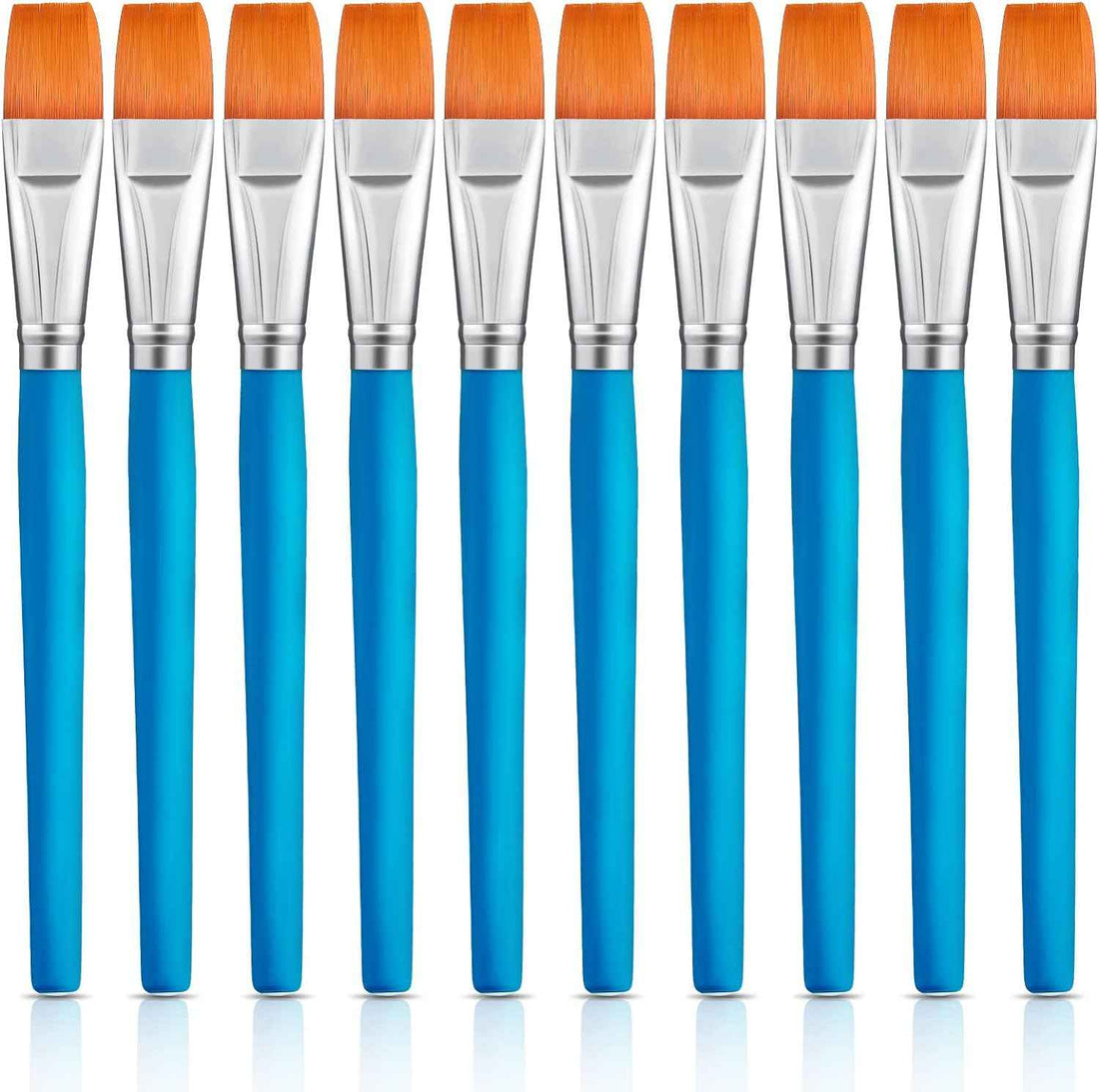 10 Pieces 3/4 Inch Flat Acrylic Paint Brushes for Kid Adult Blue