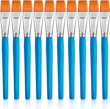 10 Pieces 3/4 Inch Flat Acrylic Paint Brushes for Kid Adult Blue