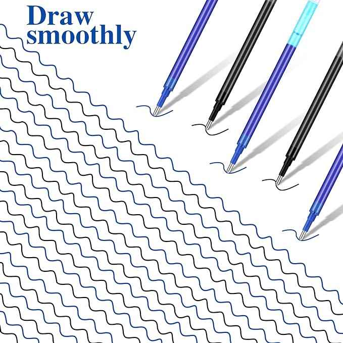 24 Pieces Erasable Gel Ink Pen Refills Point 0.5 mm (Black,Blue)