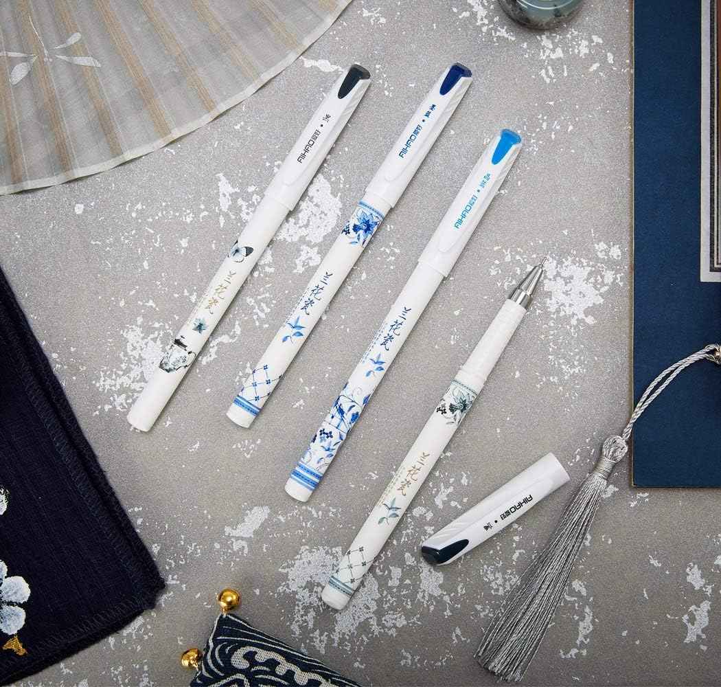 AIHAO Orchid Porcelain Pattern Gel Ink Pens 0.5mm Fine Point 12 pack