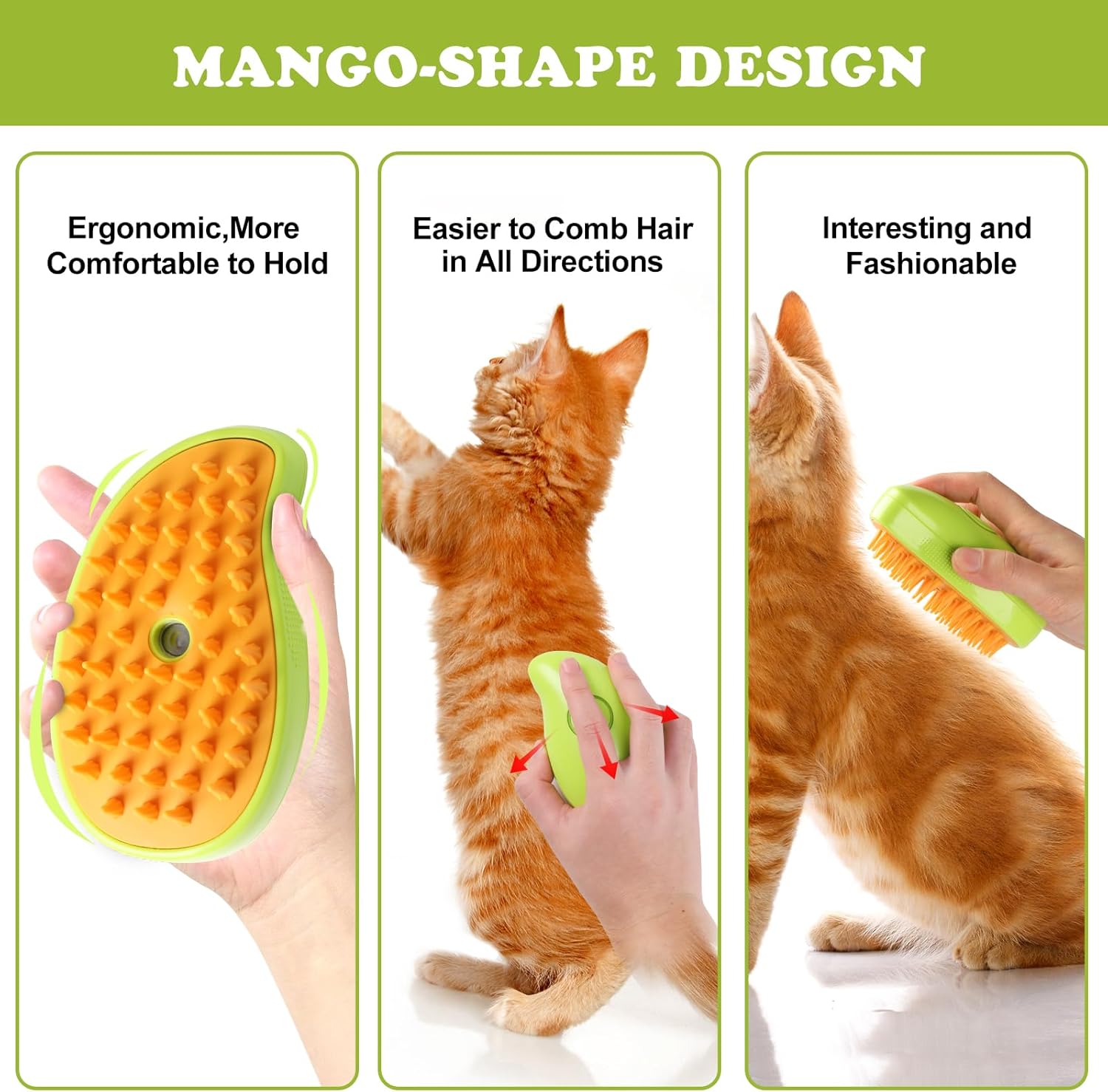 3 in 1 Cat Steam Brush Pet Hair Remover Misting Comb 2 Pack