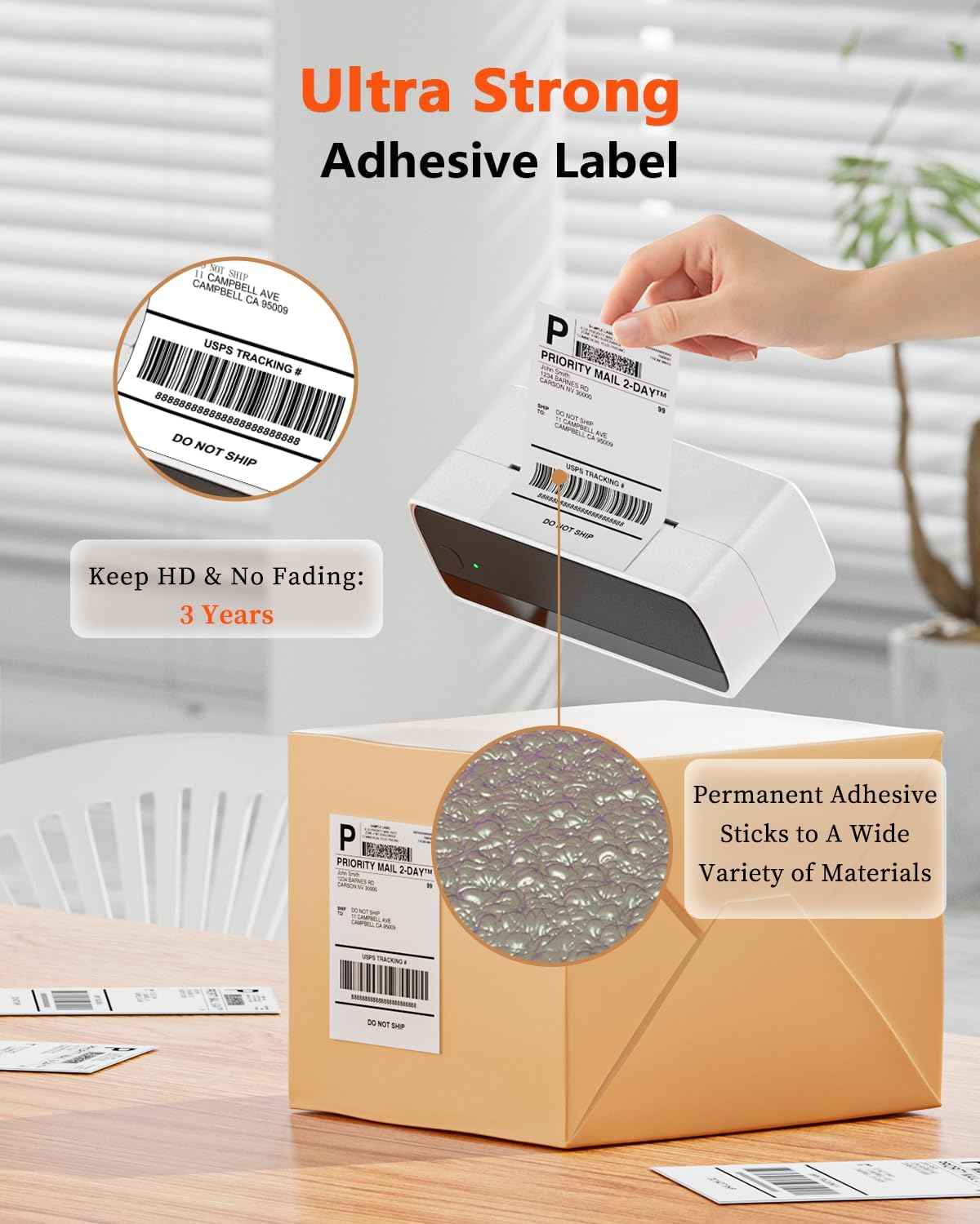 Phomemo 4x6 Inch Thermal Direct Shipping Label,Fan-Fold 500 Labels