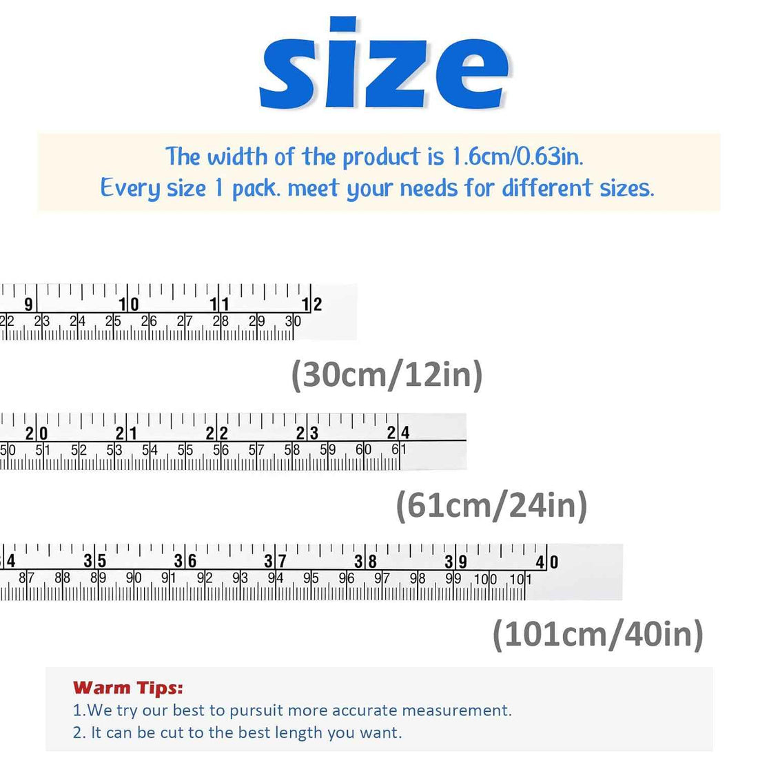 12/24/40 Inch Tape Measure for Work Woodworking,Saw,Drafting Table 3 Pack