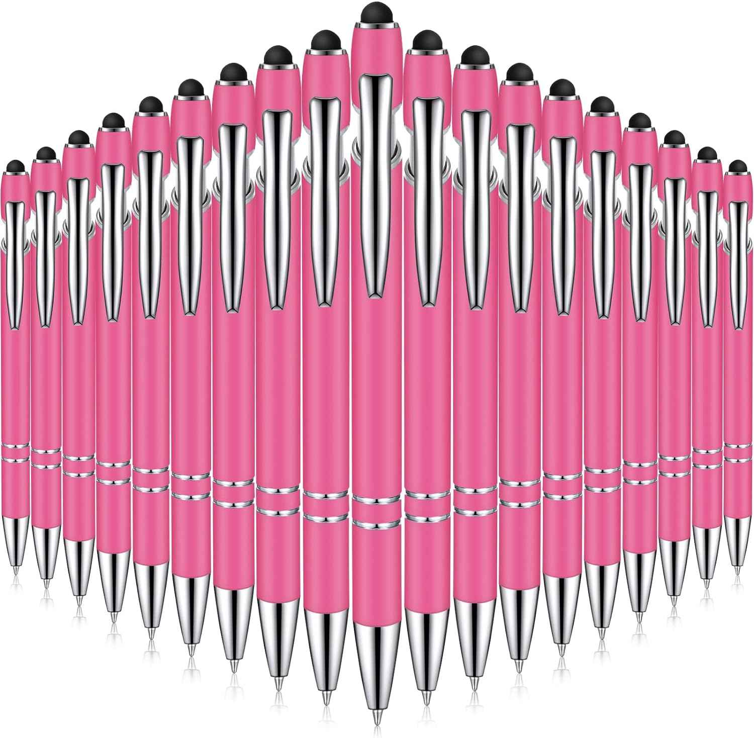 38Pcs Rubberized Ballpoint Pen with Stylus Tip for Touch Screen Devices Pink