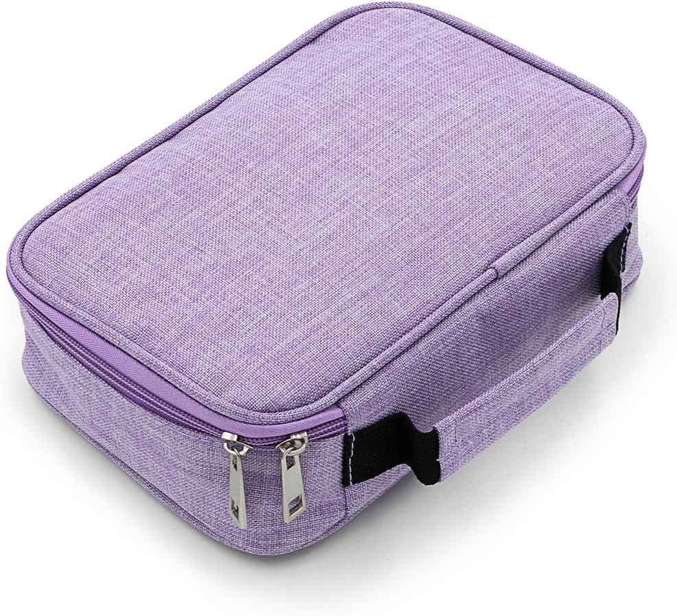 72 Slots High Capacity Zipper Pens Pencil Case Purple