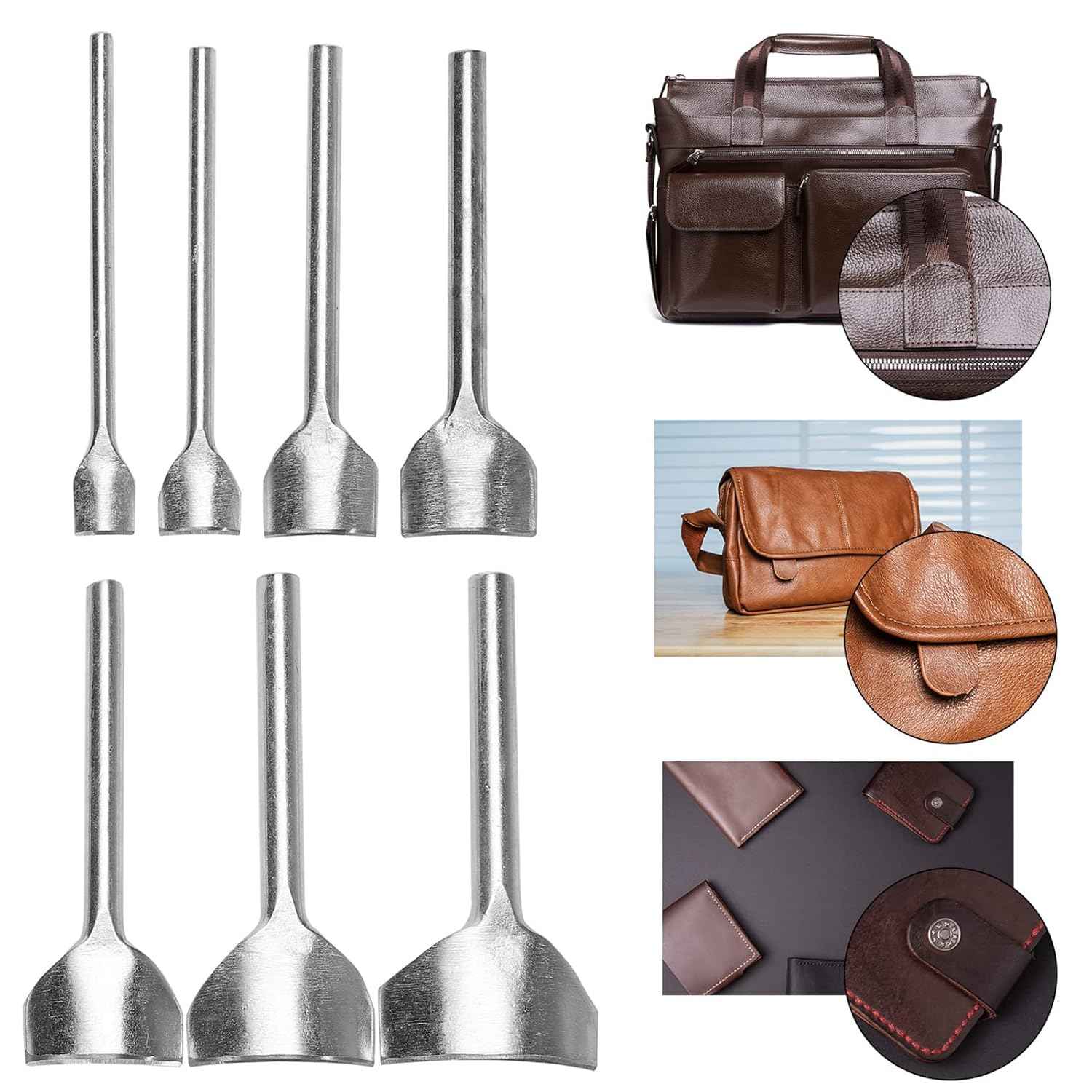 7pc leather edge cutter punch set, 1/4 round tips for neat rounded edges