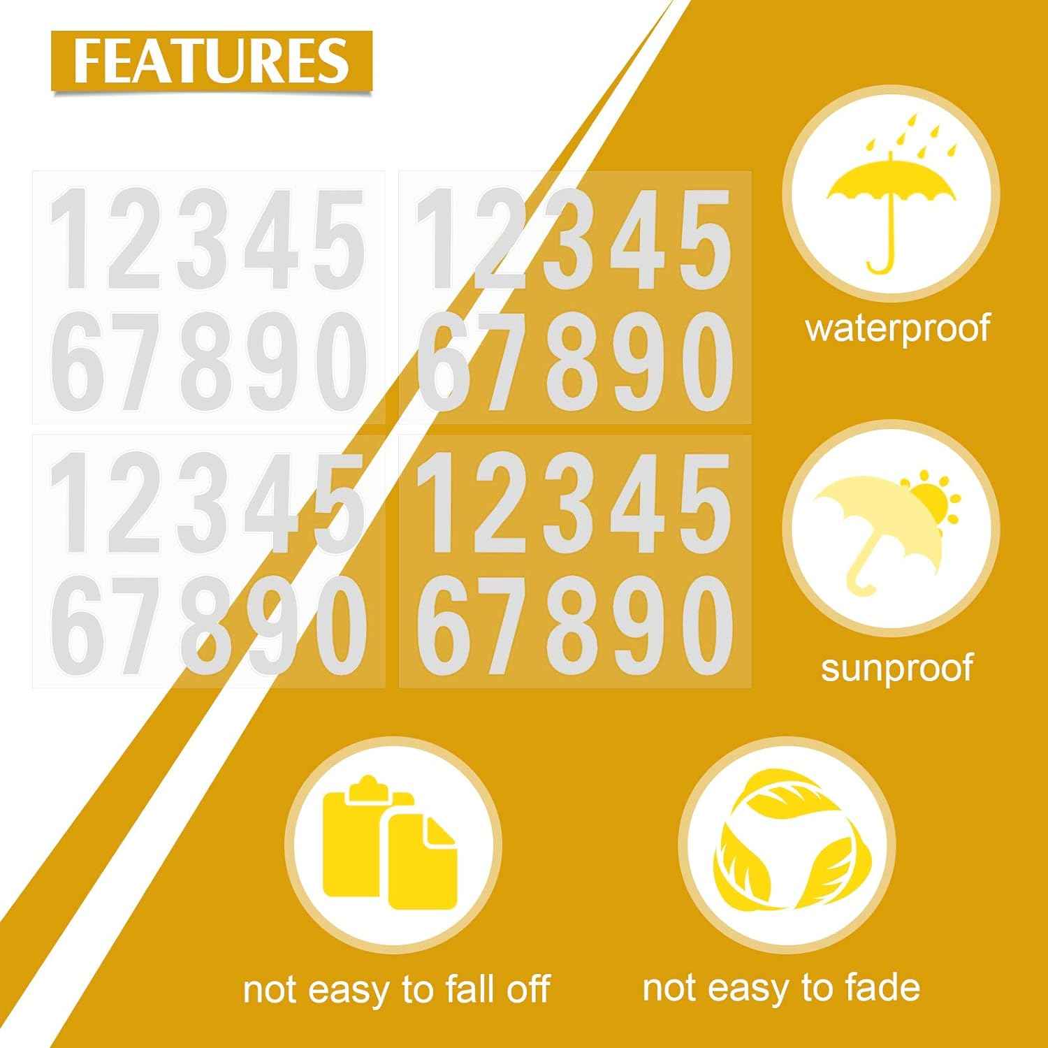 40pcs Mailbox Number 0-9 Sticker Decal Adhesive Silver 3 Inch