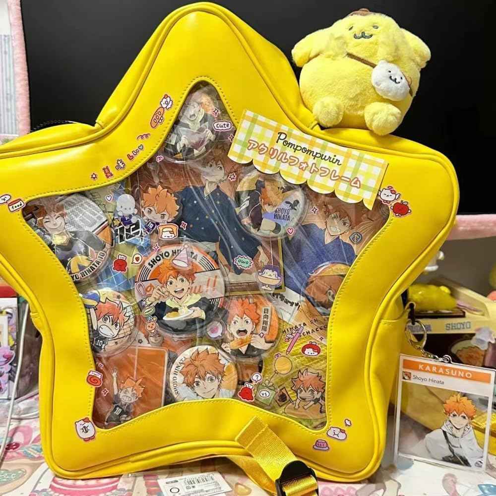 Yellow Star Kawaii PU Leather Ita Bag Backpack