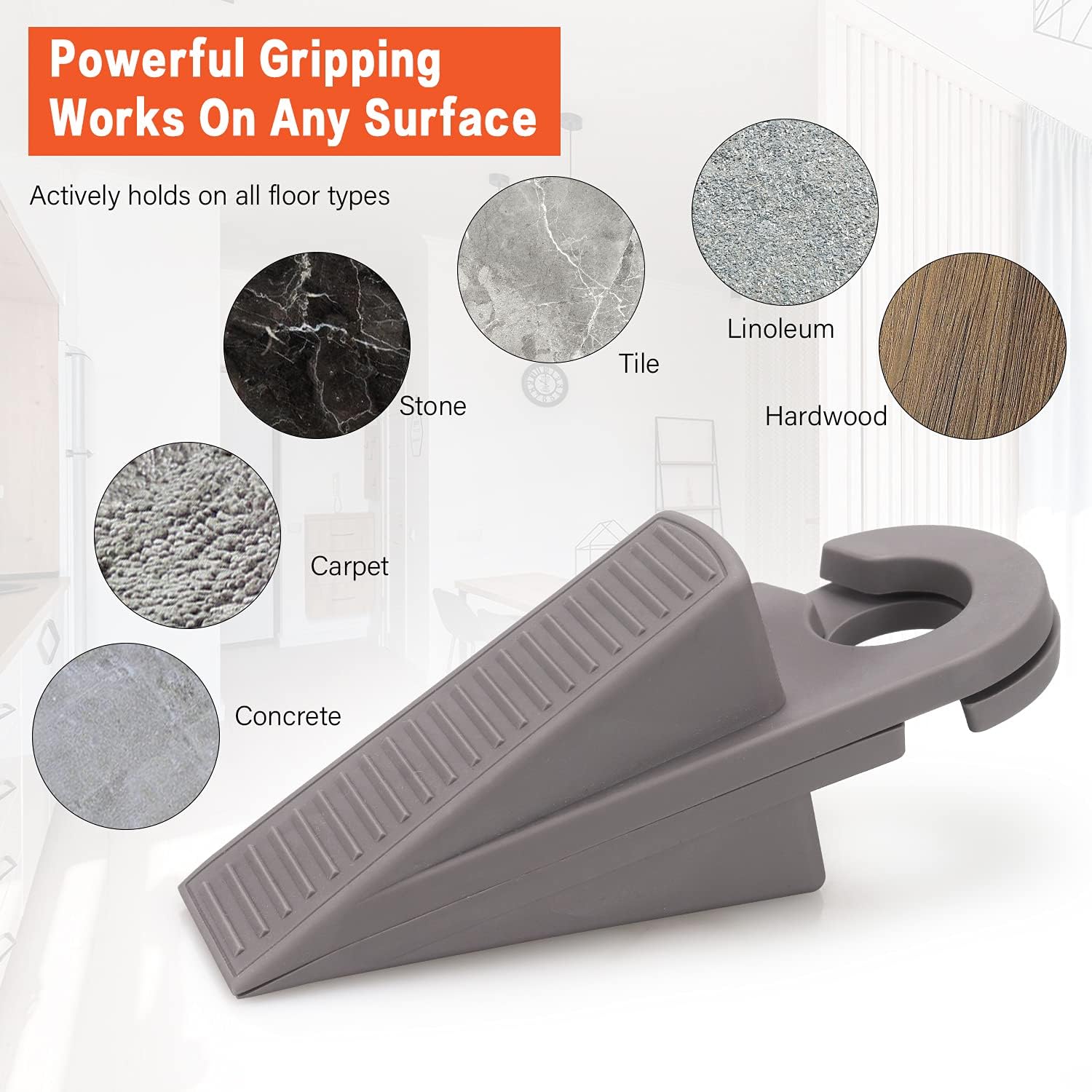 3 Pack Rubber Hook Type Door Stoppers 1 Inch Thick