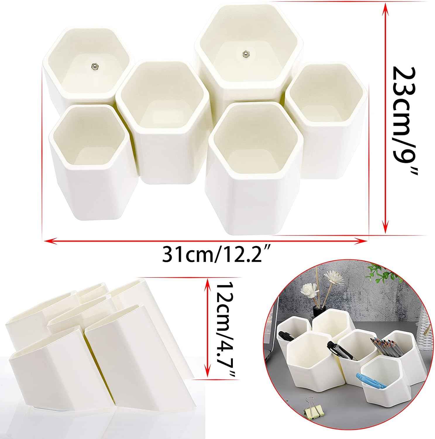 Hexagonal Creative Pen Holder Desktop Wall-Mounted