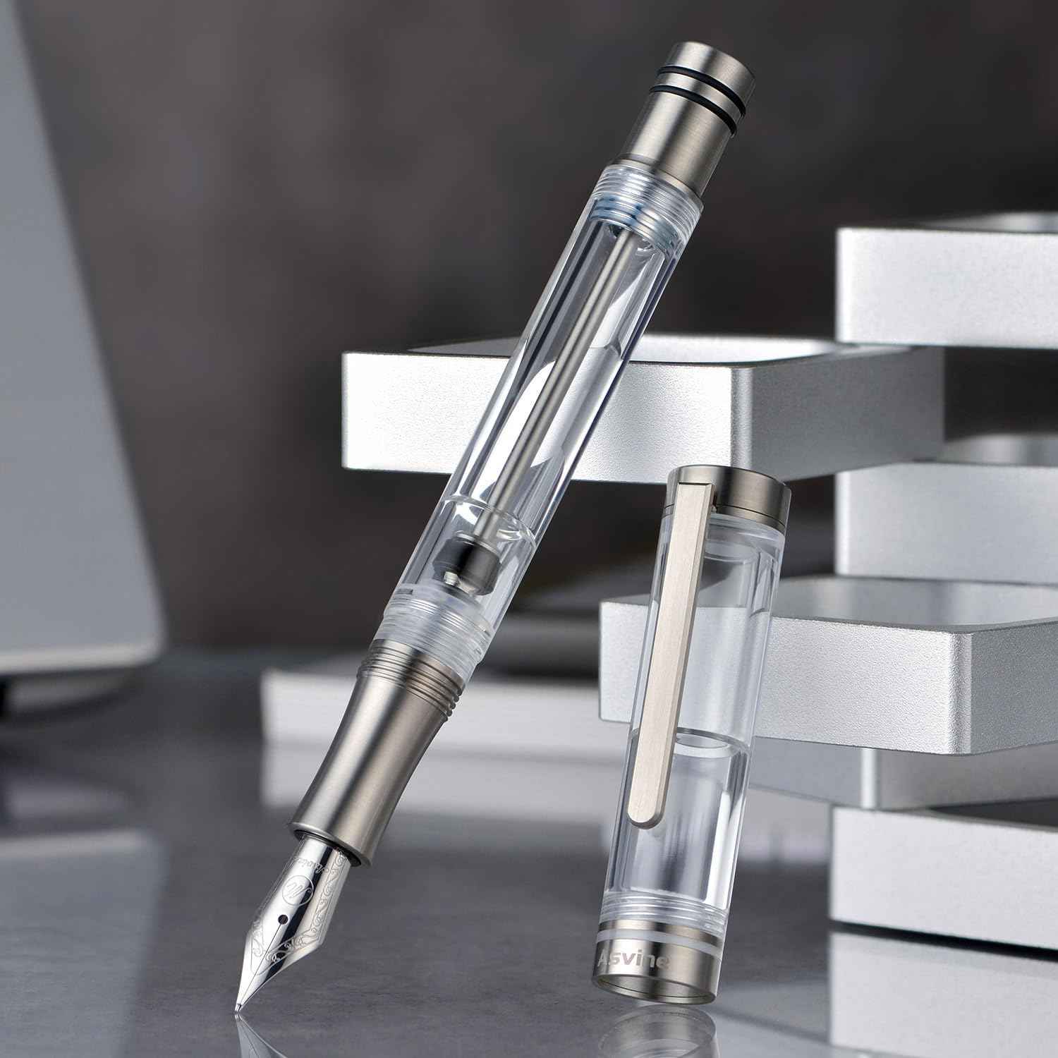 Asvine V200 Titanium Fountain Pen Vacuum Filling Iridium Nib