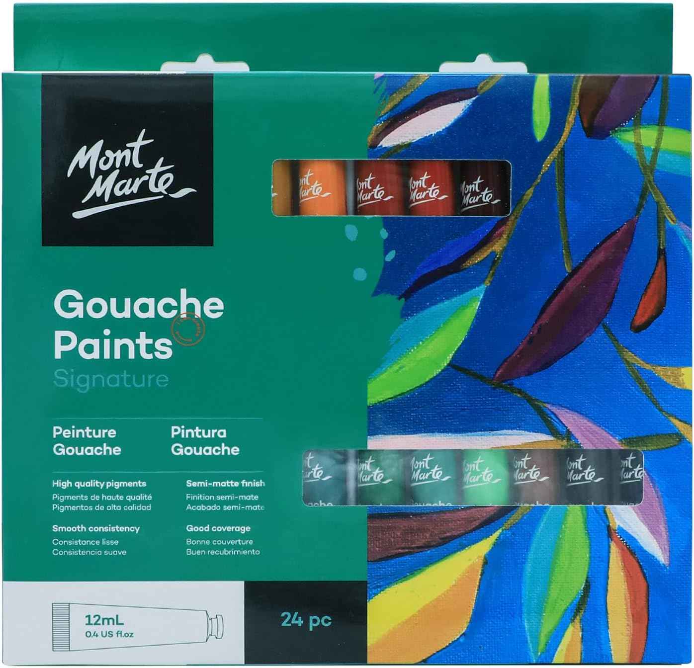 MONT MARTE Signature Gouache Paint,24 Colors 12ml Tube