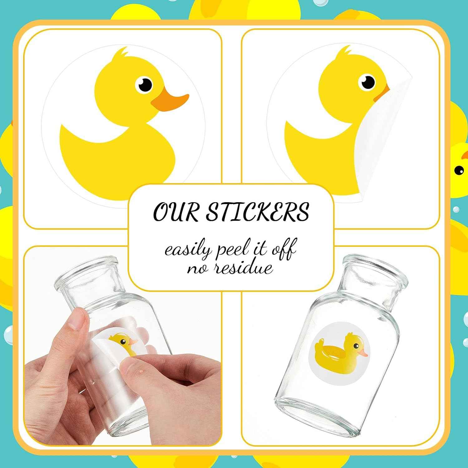 1000Pcs Yellow Duck Stickers for Bag Water Bottle 1.5 Inch