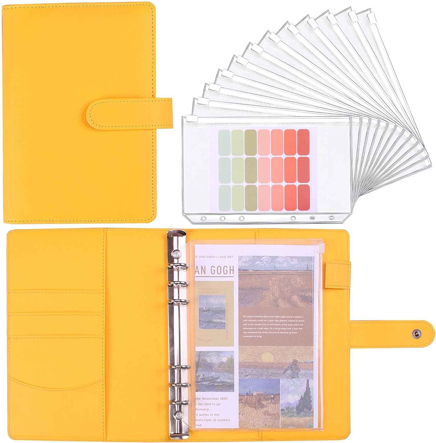 A5 Binder Notebook Financial Management with 12PCS Budget Envelopes Yellow