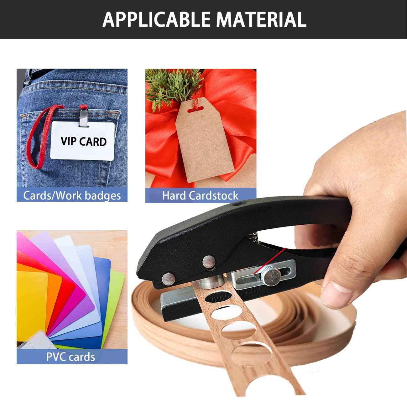 Heavy Duty Single Hole Punch for Paper Cards Plastic Cardboard 8/10/12/14/15mm