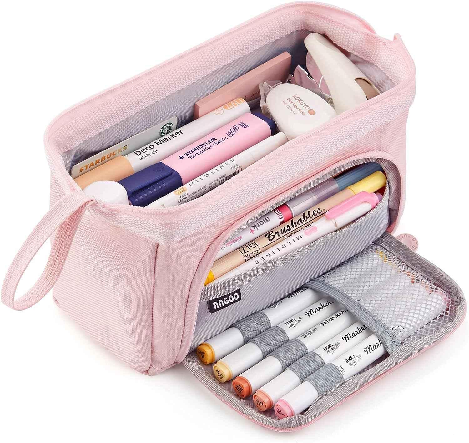 Pencil Case Large Capacity Pencil Pouch Handheld Pen Bag Pink
