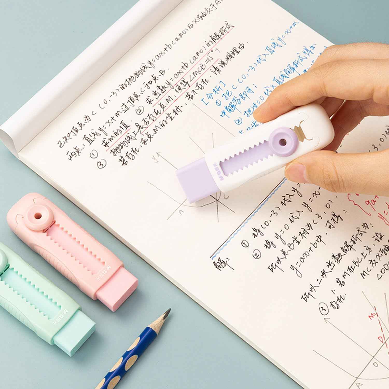 M&G 4+1 Pack Sliding Retractable Eraser with Sleeve and 4 Refill Erasers
