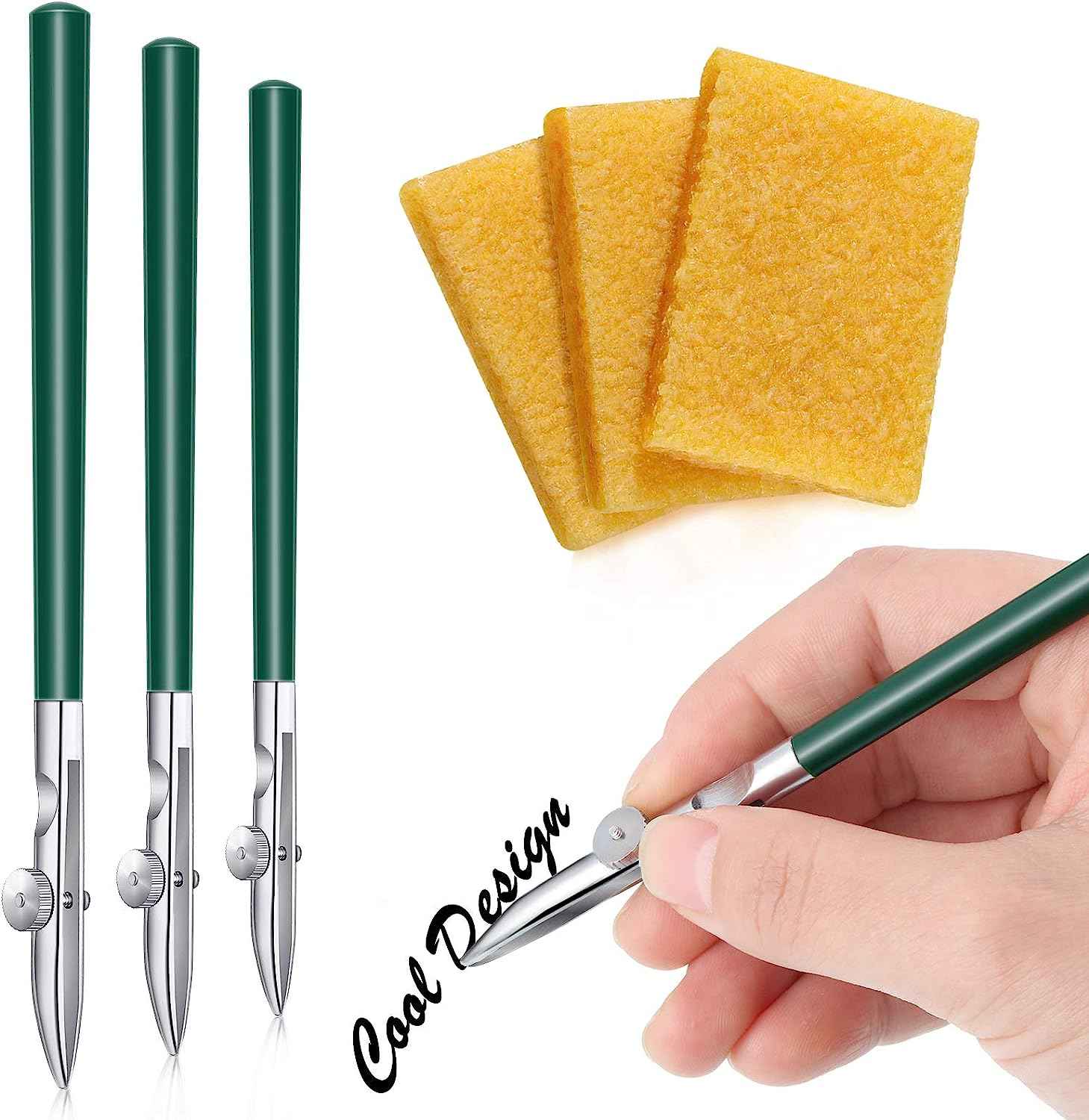 6Pcs Art Ruling Pen Set 3 Sizes Masking Fluid Pen Green