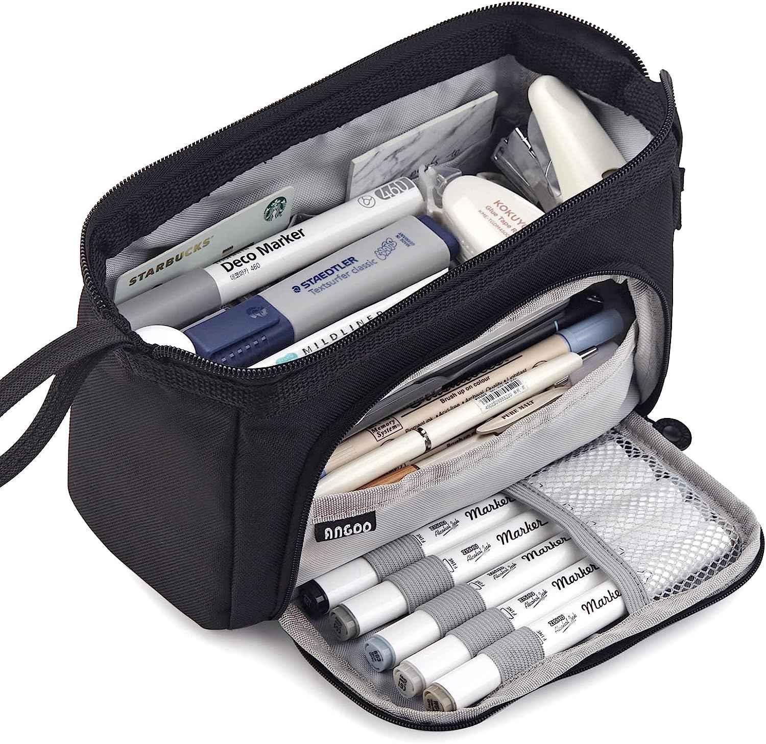 Pencil Case Large Capacity Pencil Pouch Handheld Pen Bag Black