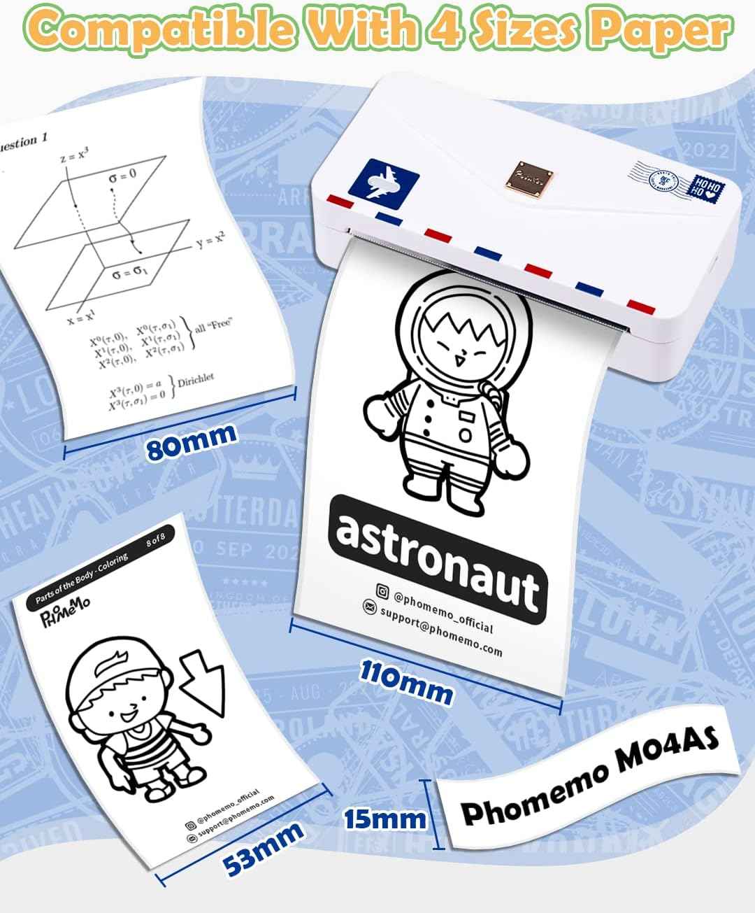Phomemo M04AS 4 Inch Portable Thermal Printer for Photo Memo Note