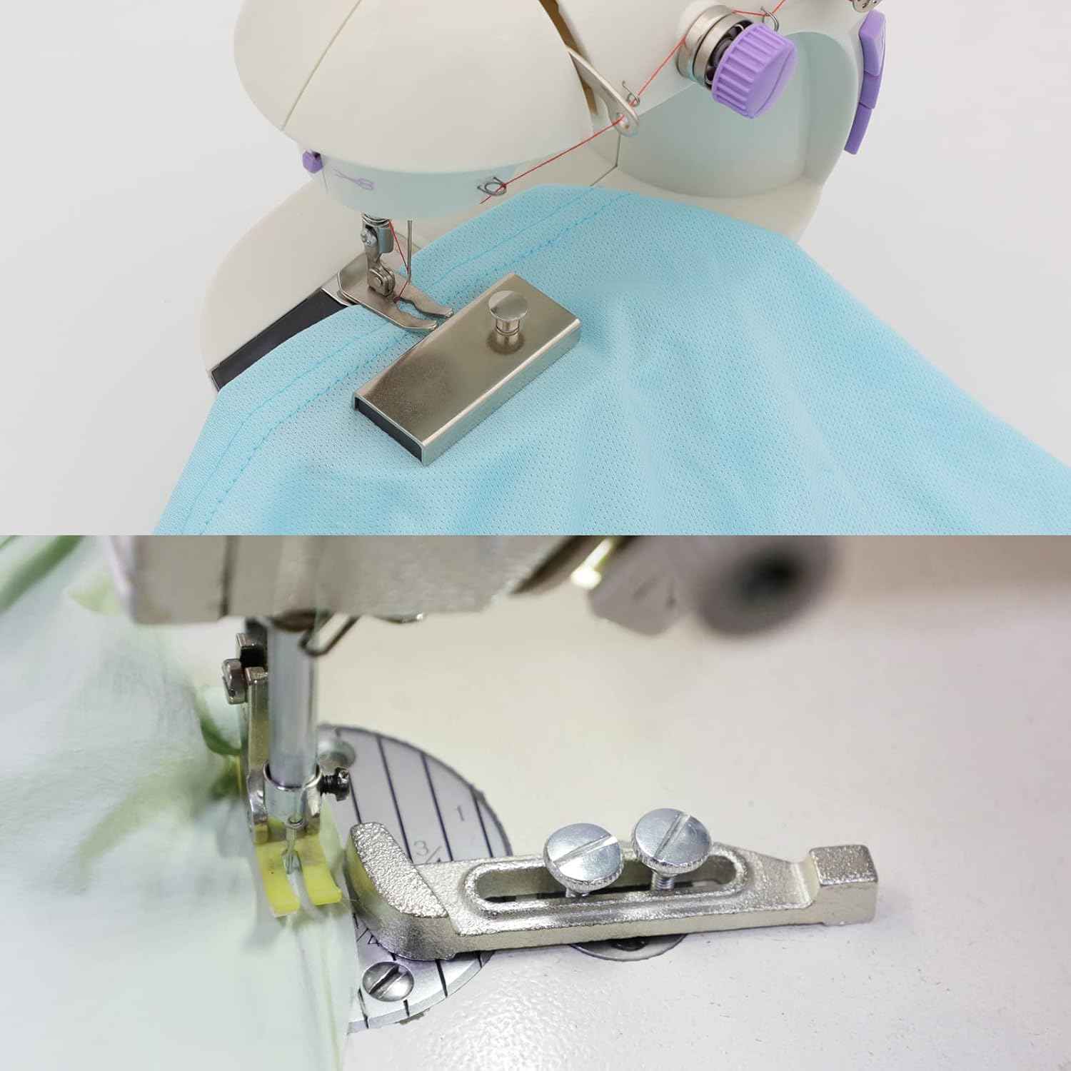 Guía magnética montada en la máquina de coser, vista superior del accesorio
