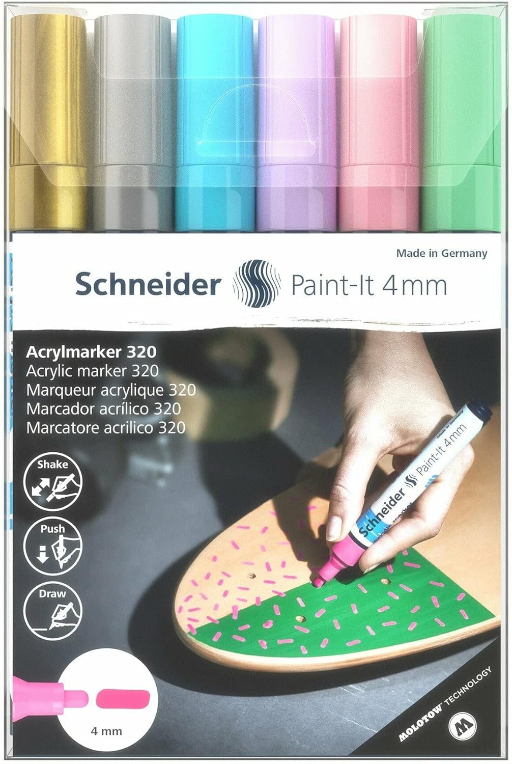 Schneider Paint-It 320 Acrylic Marker Set 4mm 6 Color Pack