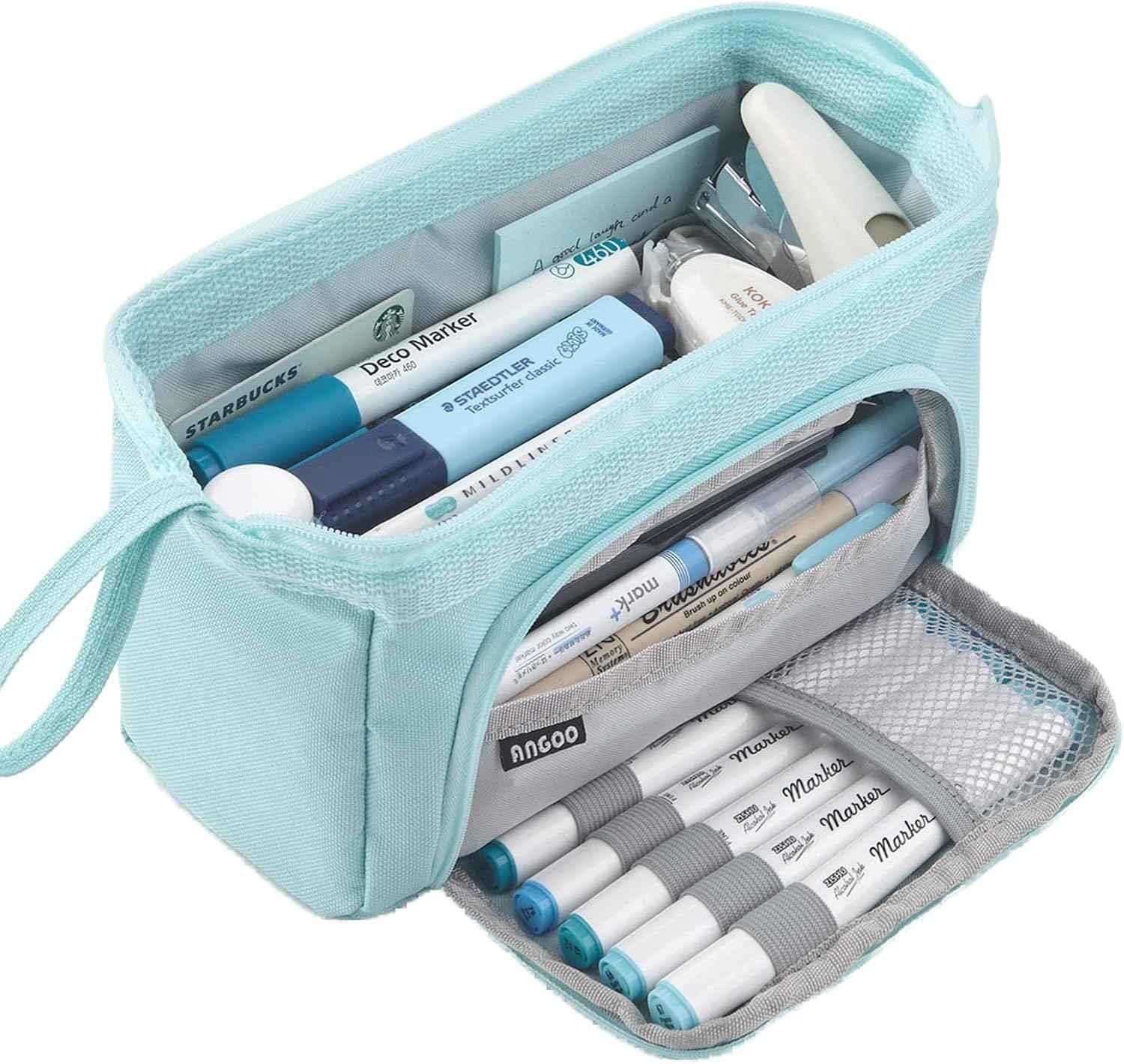 Pencil Case Large Capacity Pencil Pouch Handheld Pen Bag Blue