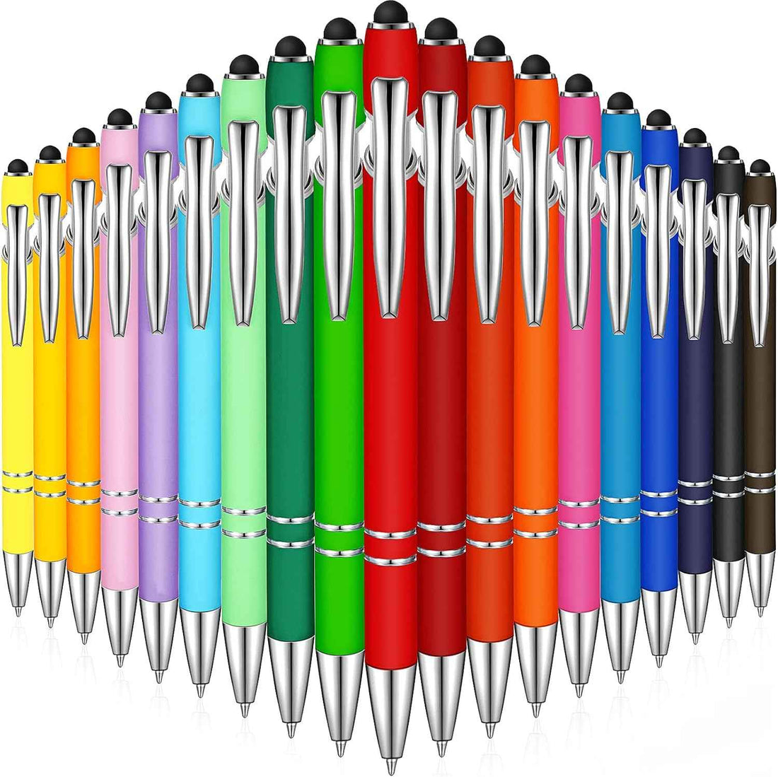 38Pcs Rubberized Ballpoint Pen with Stylus Tip for Touch Screen Devices Assorted Colors