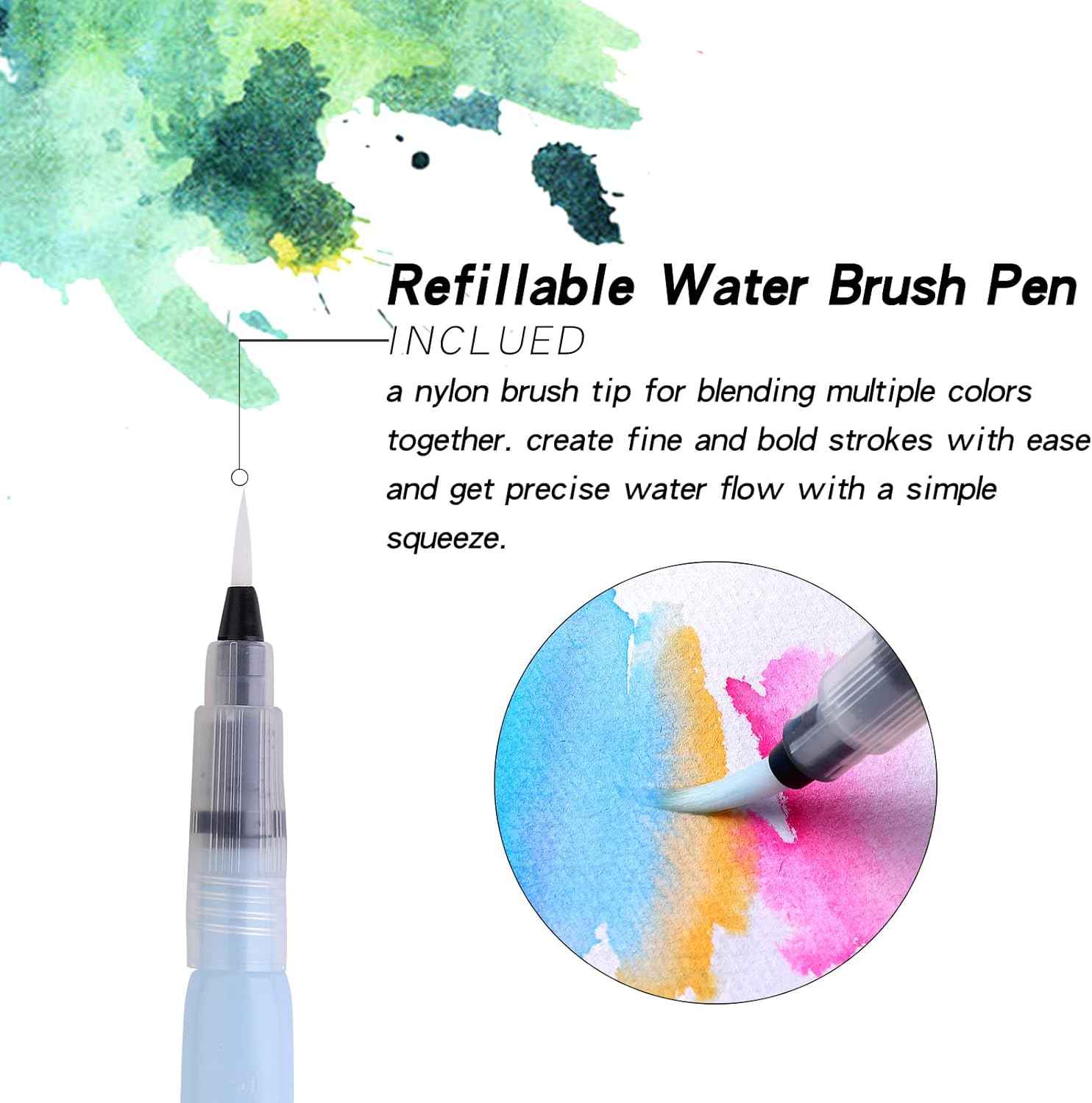 MAIKEDEPOT 24 Colors Watercolor Brush Pens with 1 Blending Brush