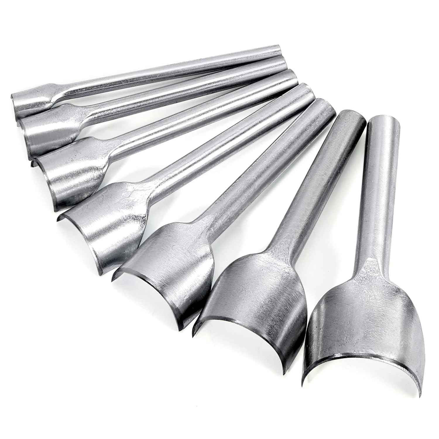 7pcs half-round leather edge cutter punch set with steel punches, 10–40mm sizes