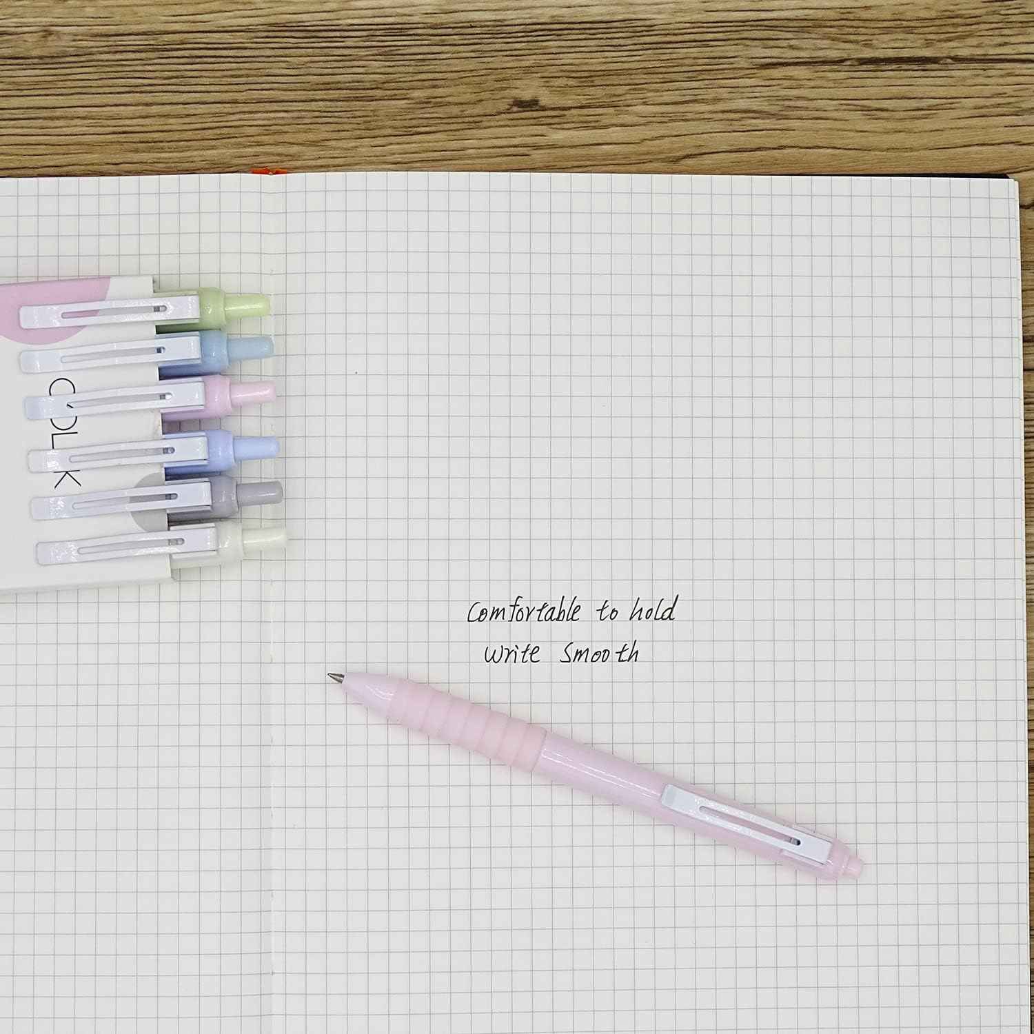 COLNK Retractable Gel Pens Black Ink,Fine Point 0.5mm 6-Count